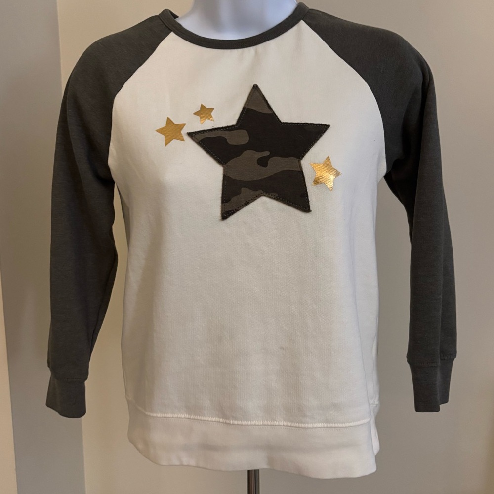 Tailor Vintage Star Print Raglan Sweatshirt - White and Gray